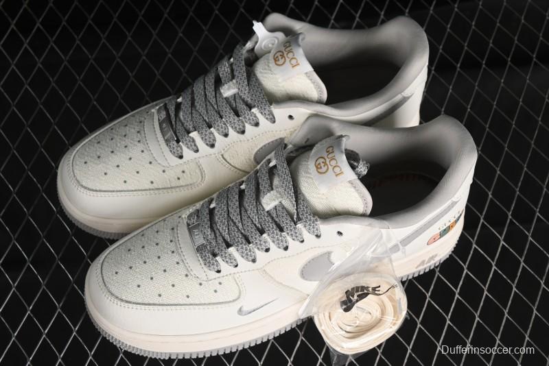 Nike Air Force 1 '07 Low Gucci Collaboration - Beige Grey Linen Casual Sneakers - XZ3398-688