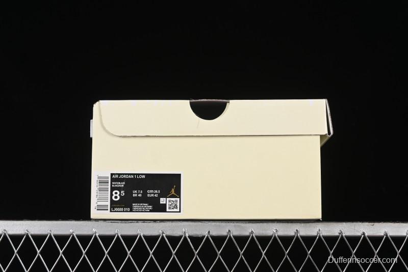 Nike Air Jordan 1 AJ1 Dior Collaboration - White Black Custom Low Top Retro Basketball Shoes - LJ6688-010