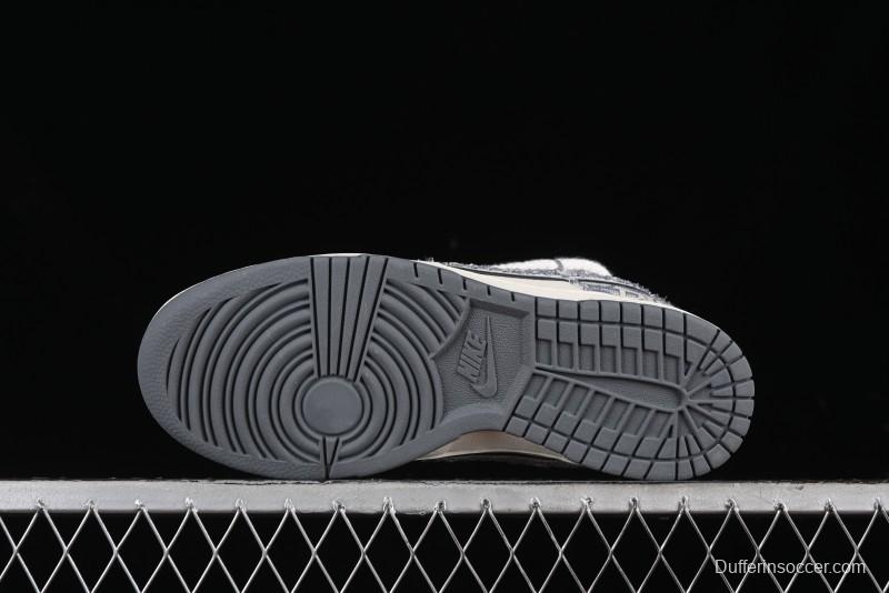 Nike SB Dunk Low Dior Collaboration - Strap Woven Grey Check Anniversary High-End Custom Low-Top Casual Sneakers - SJ2068-285