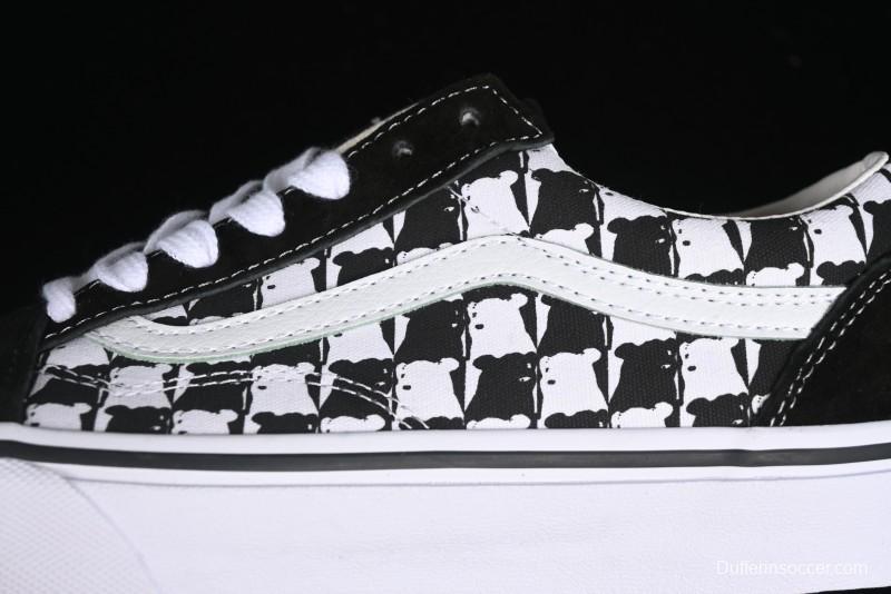 Vans Old Skool Checkerboard Bear Comfortable Slip-Resistant Cushioned Casual Vulcanized Sneakers - VN000D3CG03