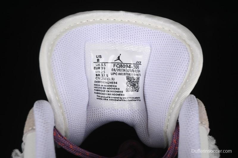 Nike Air Jordan 1 Low Retro Casual Sneakers with Smooth Leather and Suede - FQ8094-100