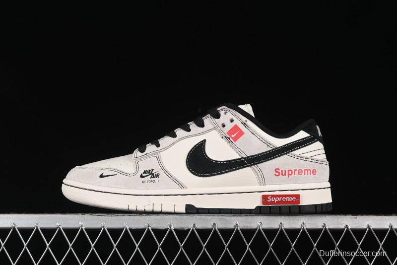 Nike SB Dunk Low SUP Collaboration - Gray White Black Swoosh Anniversary High-End Custom Low-Top Casual Skate Shoes - MM1089-019