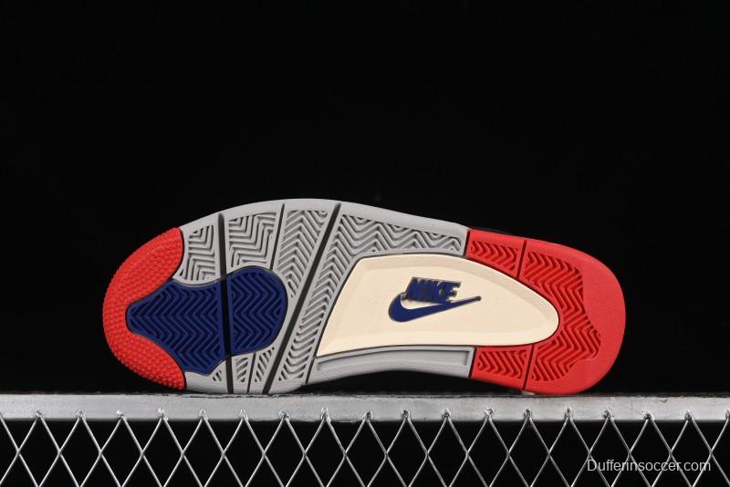 Nike Air Jordan 4 Retro Basketball Shoes in Black, Blue and Neutral Grey - FV5029-003