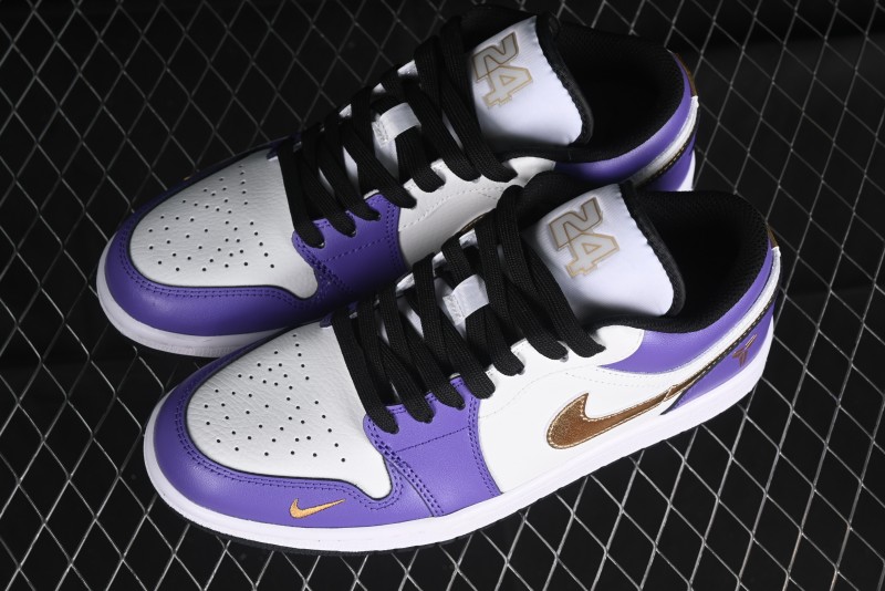 Nike Air Jordan 1 Low AJ1 Retro Basketball Shoes Lakers Purple Gold Kobe Tribute - DC2024-028