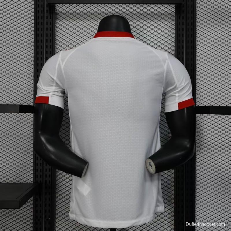 Player Version 25/26 RB Leipzig White with Chevron Pattern and Red Bull Logo Jersey