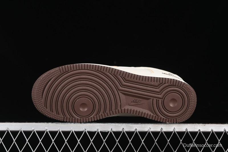 Nike Air Force 1 '07 Low UN Collaboration Casual Sneakers in Off-White with Yellow Stitch - KK3333-002