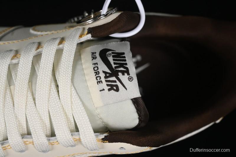 Nike Air Force 1 '07 Low UN Collaboration Casual Sneakers in Off-White with Yellow Stitch - KK3333-002