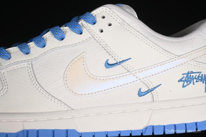 Nike SB Dunk Low Stussy Series - Woven Colorful White Swoosh Anniversary Custom Low-Top Casual Skate Shoes - KK1888-014