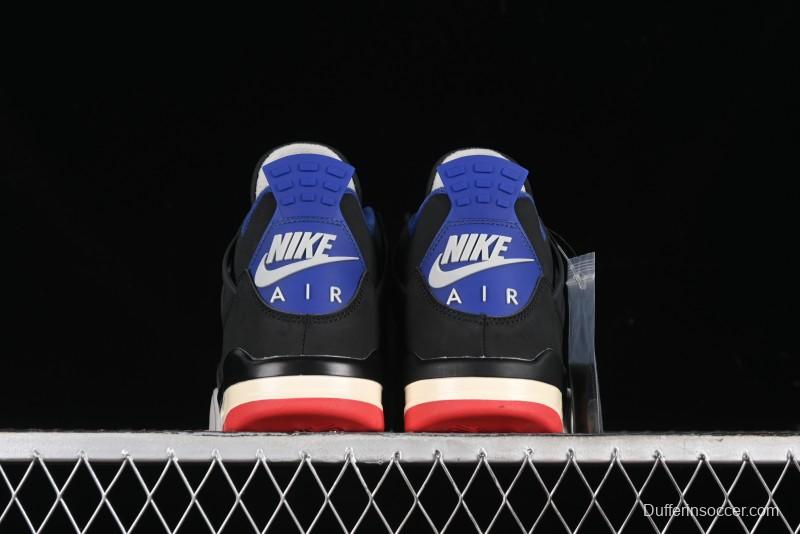Nike Air Jordan 4 Retro Basketball Shoes in Black, Blue and Neutral Grey - FV5029-003