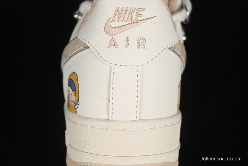 Nike Air Force 1 Low x Capybara "Pearl Girl" Casual Sneakers with Lace-Up Design - LV0506-505