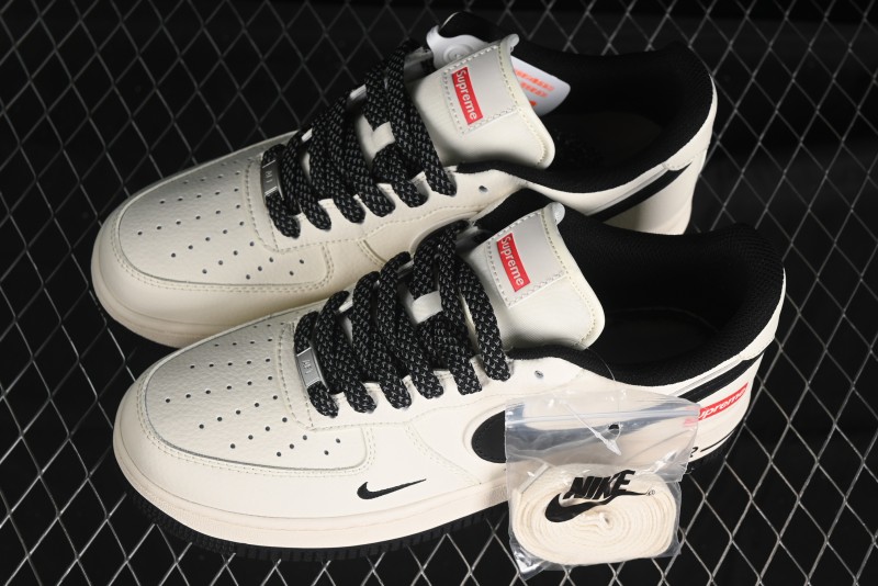 Nike Air Force 1 '07 Low Supreme Collaboration - Beige Black Starry Sneakers - XZ6188-013
