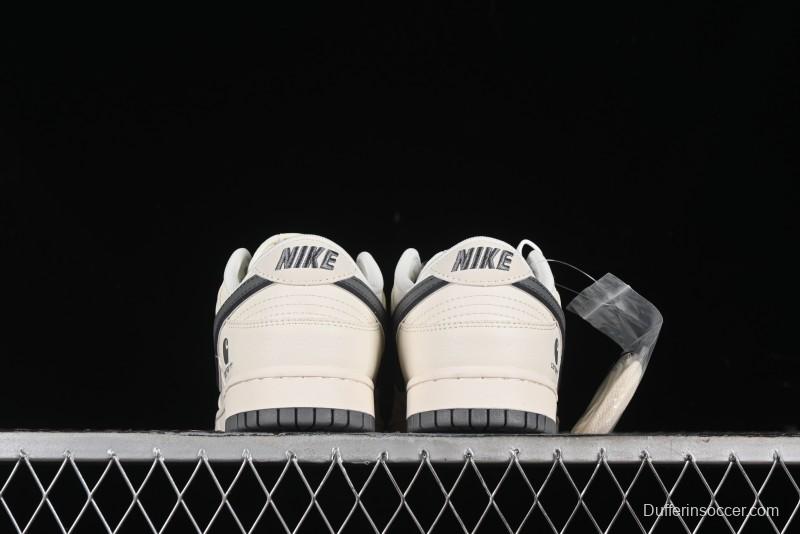 Nike SB Dunk Low Carhartt Collaboration - Off White Grey Swoosh Anniversary Custom Low-Top Casual Skate Shoes - SJ1089-006
