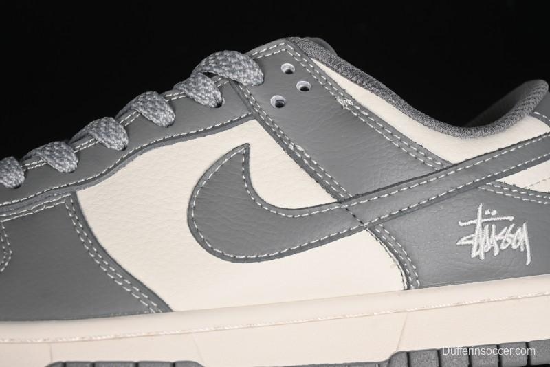 Nike SB Dunk Low Stussy Collaboration - Midnight Grey Anniversary Custom Low-Top Casual Skate Shoes - BB9898-007