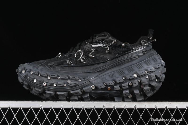 Balenciaga Defender Rubber Platform Sneakers Low-Top Combat Outdoor Shoes with Studded Design and Exaggerated Tire Tread Sole - W2RAG1081
