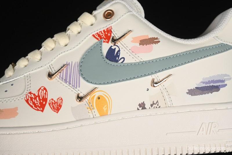 Nike Air Force 1 '07 Low Casual Sneakers with Mint Mambo Anime Theme and Gold Spray - ZH0316-040