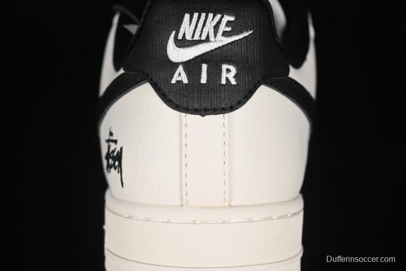 Nike Air Force 1 '07 Low Stussy Collaboration - White Black Low-Top Casual Sneakers - XZ3328-001