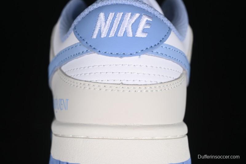 Nike SB Dunk Low Saint Laurent Series - White Grey Blue Swoosh Anniversary High-End Custom Low-Top Casual Sneakers - GF2409-168