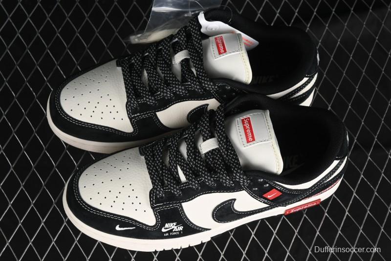 Nike SB Dunk Low SUP Collaboration - Black White Black Swoosh Anniversary Custom Low-Top Casual Skate Shoes - MM1089-020