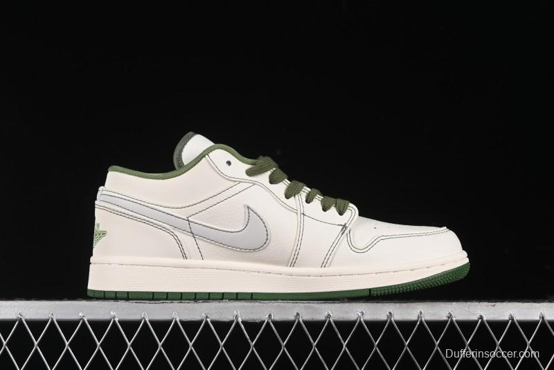 Nike Air Jordan 1 Low OFF-WHITE Collaboration - Retro Basketball Shoes with Beige Green Stitching - CF3688-021