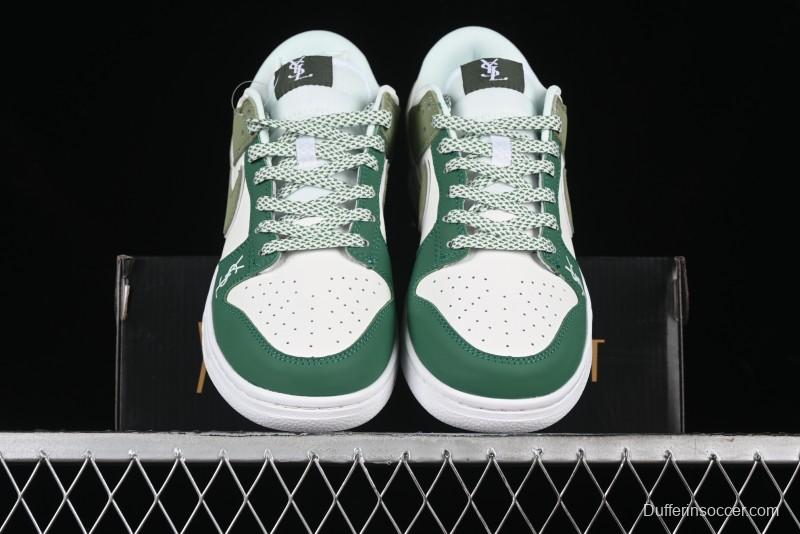 Nike SB Dunk Low Saint Laurent Series - White Green Swoosh Anniversary High-End Custom Low-Top Casual Sneakers - GF2409-170