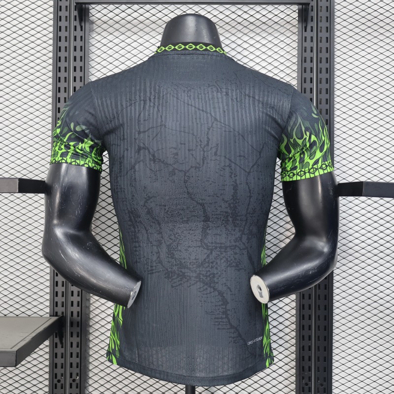 Player Version 2025 Brazil Dark Grey with Neon Green Flame Jersey