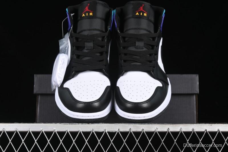 Nike Air Jordan 1 Mid AJ1 Lakers Colorway Black White Purple Mid-Top Casual Sneakers - DQ8426-154