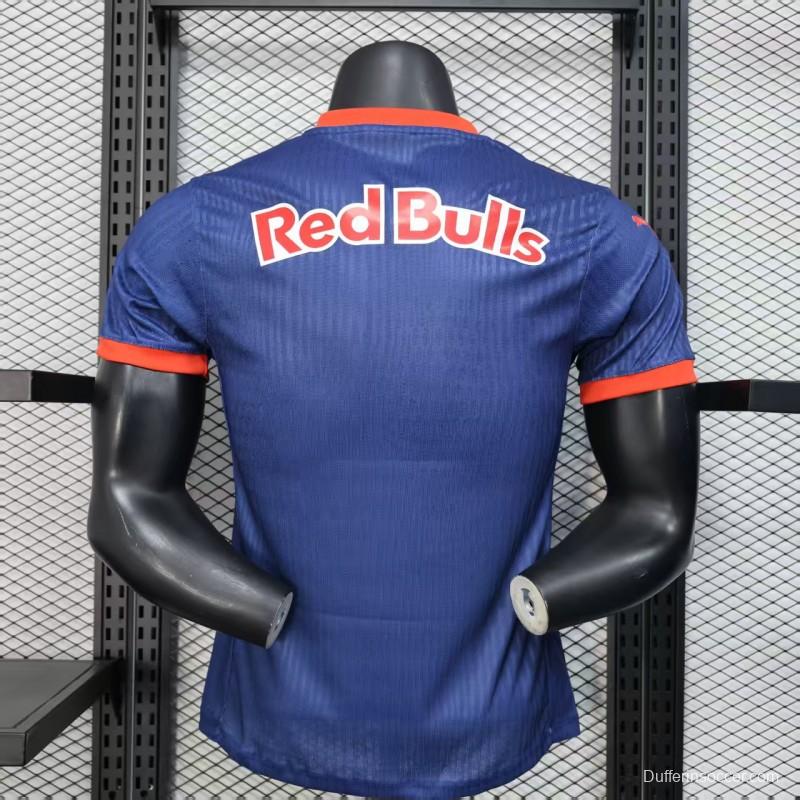 Player Version 25/26 RB Bragantino Blue with Geometric Pattern and Red Bull Logo Jersey