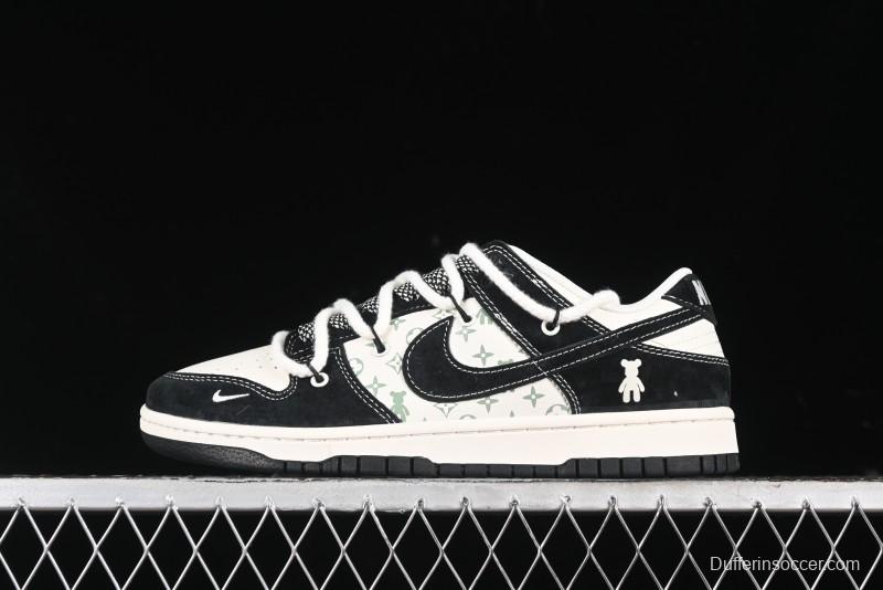 Nike SB Dunk Low Violent Bear Series - Lace-Up Beige with Black Swoosh Anniversary High-End Customized Low-Top Casual Skate Shoes - SJ2068-290