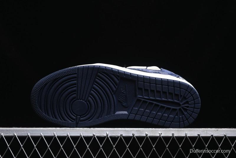 Nike Travis Scott x Fragment Design x Air Jordan 1 Low OG SP AJ1 Bape Collaboration - Klein Blue Lace-Up Low-Top Casual Sneakers - XS3186-201