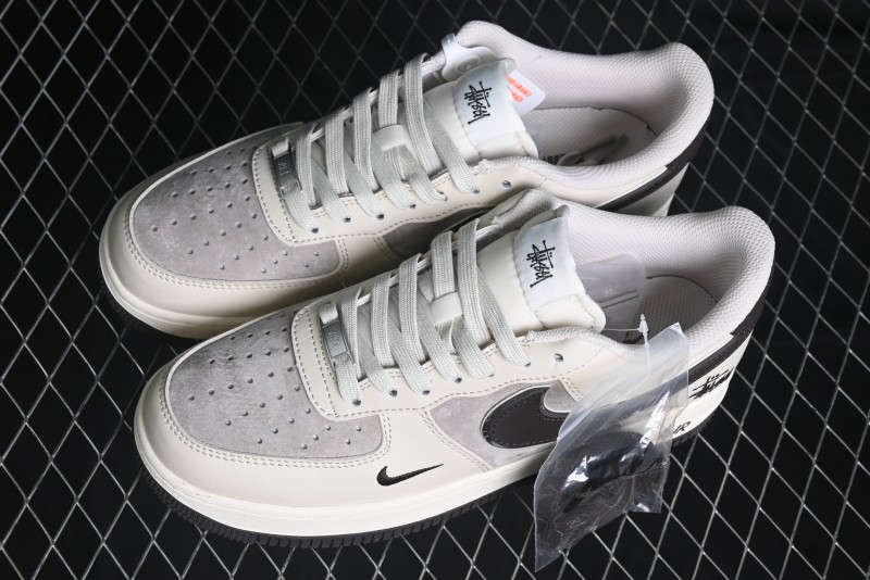 Nike Air Force 1 '07 Low Stussy Collaboration - White Black Sole Low-Top Casual Sneakers - XZ6188-279