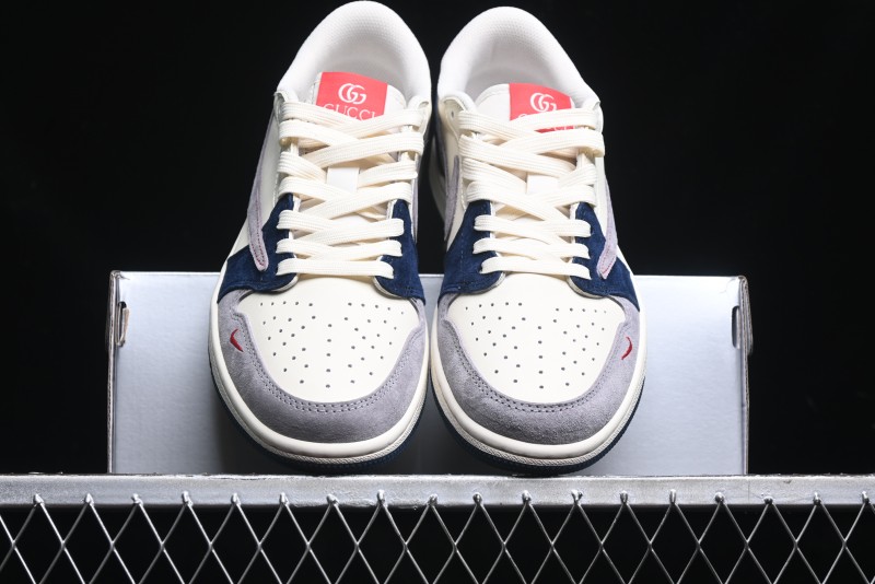 Nike Travis Scott x Fragment Design x Air Jordan 1 Low OG SP AJ1 Multi-Color Patchwork Low-Top Casual Sneakers - DM7866-039