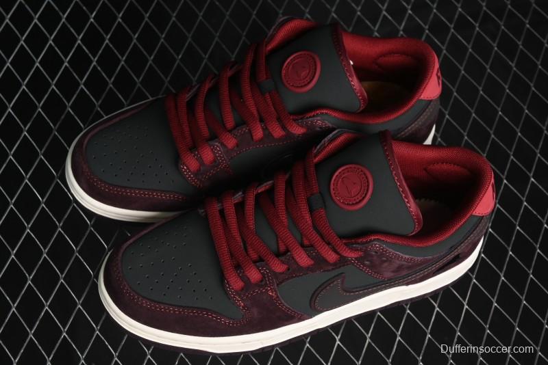Nike SB Dunk Low Bordeaux Red Skate Shoes Collaboration with Riot Skateshop - FZ1289-200