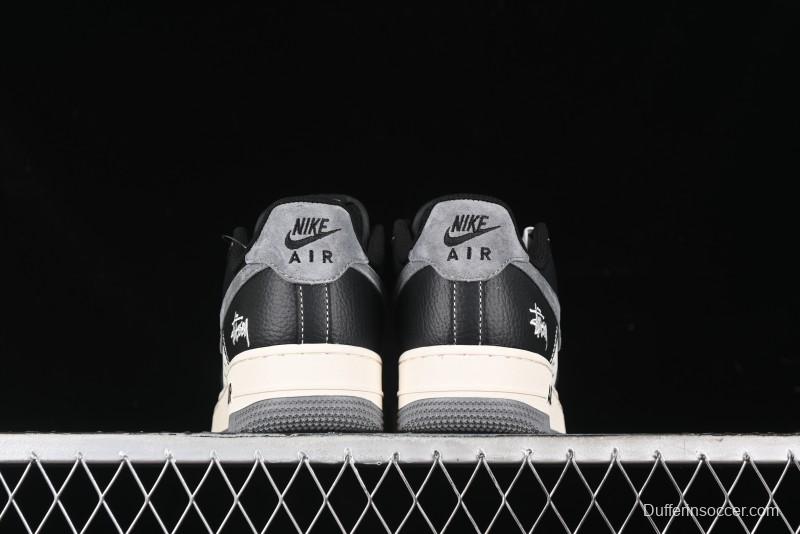 Nike Air Force 1 '07 Low Stussy Collaboration - Black Grey Casual Sneakers - XZ3328-566