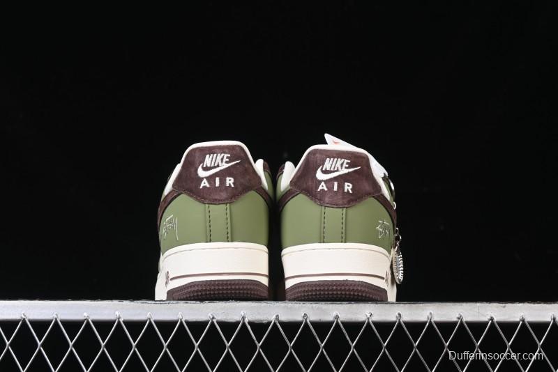 Nike Air Force 1 '07 Low Stussy Collaboration - Green Brown Low-Top Casual Sneakers - KK1988-038