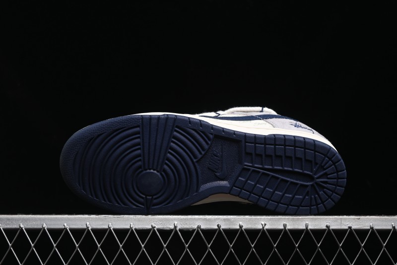 Nike SB Dunk Low Stussy Collaboration - Navy Blue Embroidery Swoosh Anniversary Custom Low-Top Casual Sneakers - SJ2068-296