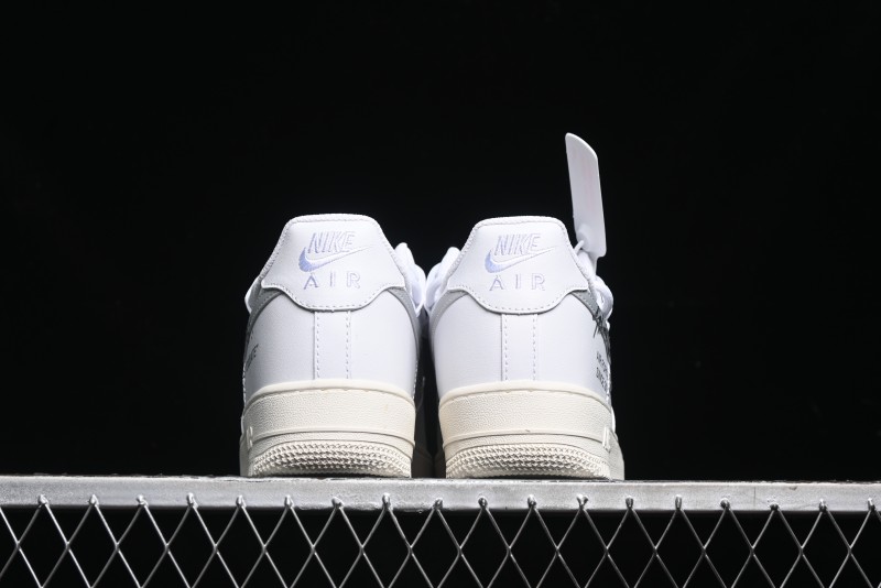 Nike Air Force 1 '07 Low Silver Hook Off-White Style Casual Sneakers - ZH0316-049