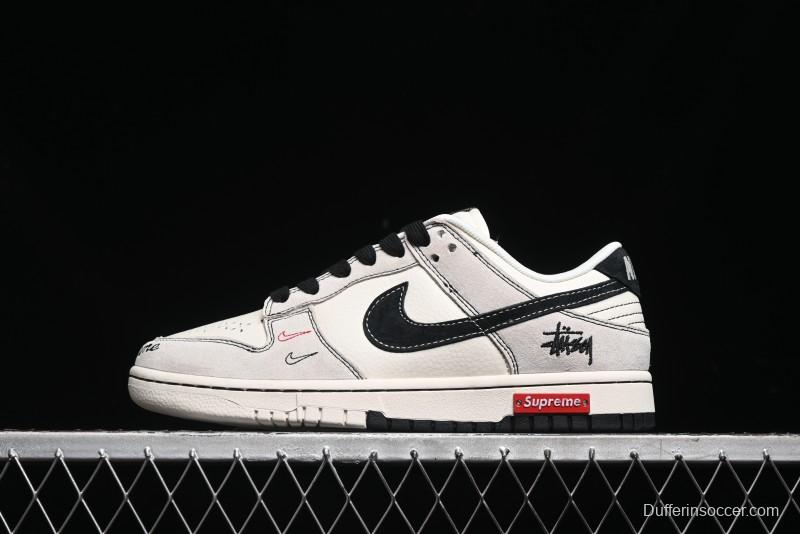 Nike SB Dunk Low Stussy Collaboration - Embroidered Black Swoosh Anniversary High-End Custom Low-Top Casual Sneakers - MM1089-031