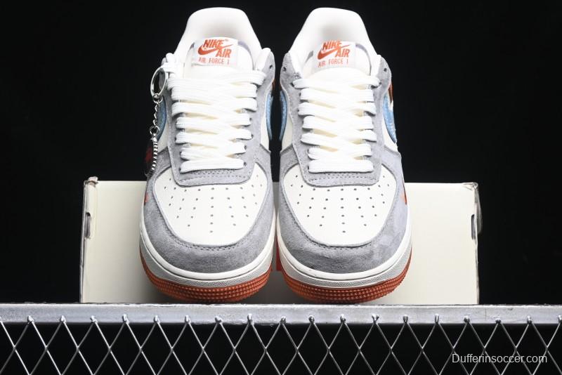 Nike Air Force 1 '07 Low Stussy Collaboration - Grey Brown Flyknit Low-Top Casual Sneakers - KK1988-025