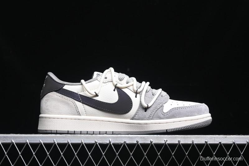 Nike Travis Scott x Fragment Design x Air Jordan 1 Low OG SP AJ1 Dior Collaboration - Splatter Lace-Up Low-Top Casual Sneakers DM9288-002