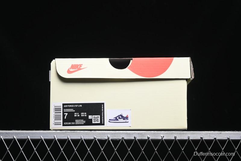 Nike Air Force 1 '07 Low Stussy Collaboration - Navy Red Print Casual Sneakers - XZ6188-350