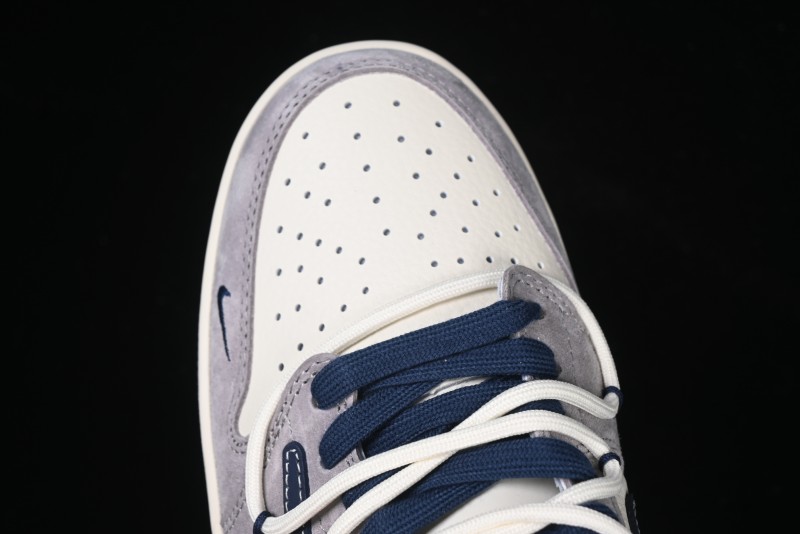 Nike Travis Scott x Fragment Design x Air Jordan 1 Low OG SP AJ1 Stussy Collaboration - Grey Blue Hook Lace Low Top Casual Sneakers - SJ0086-140