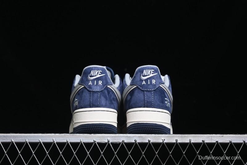 Nike Air Force 1 '07 Low Stussy Collaboration - Grey Blue Suede Low-Top Casual Sneakers - SJ6698-007