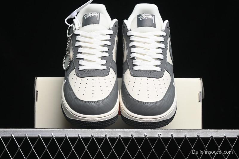 Nike Air Force 1 '07 Low Stussy Collaboration - Light Bone Shadow Low-Top Casual Sneakers - DF0180-008