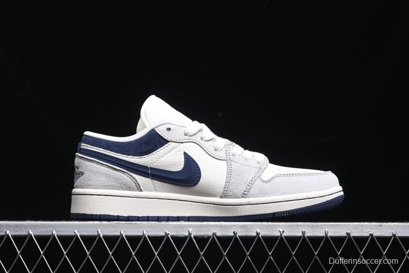 Nike Air Jordan 1 Low AJ1 The North Face Collaboration - Custom High-End Retro Basketball Shoes with Blue Swoosh - DM9188-010