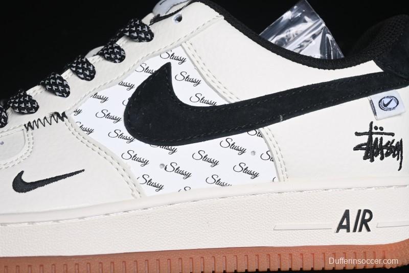 Nike Air Force 1 '07 Low Stussy Collaboration - Beige Black Hook Gum Sole Low-Top Casual Sneakers - XZ6188-255
