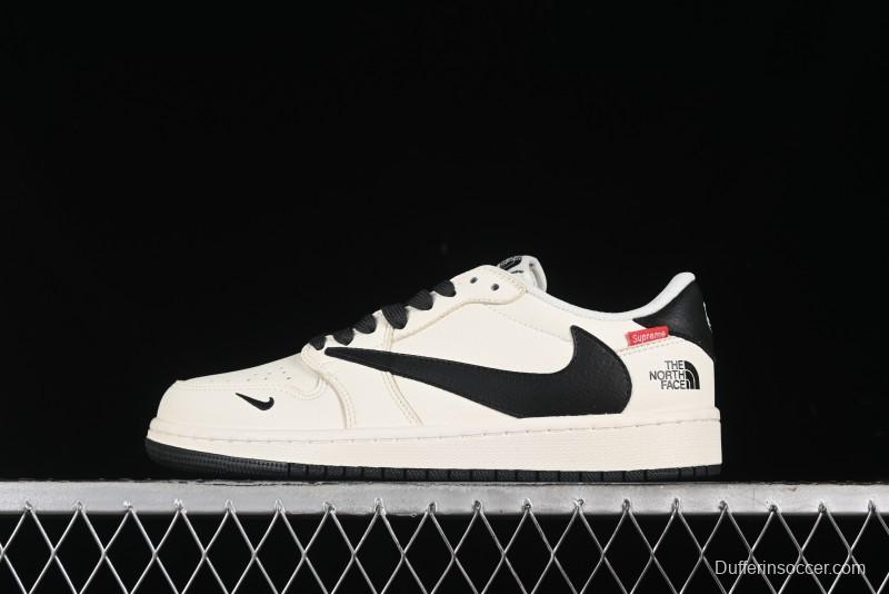 Nike Travis Scott x Fragment Design x Air Jordan 1 Low OG SP AJ1 Supreme North Face Collaboration - DIY1688-004