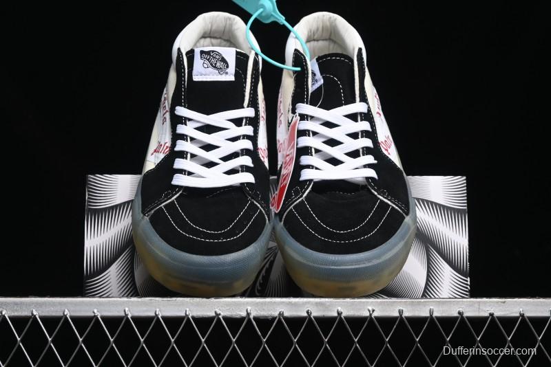 Palm Angels x Vans Sk8-Mid Collaboration Mid-Top Skate Shoes with Distressed Sole - VN000CRPGRN