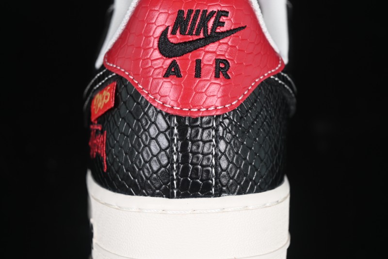 Nike Air Force 1 '07 Low Stussy Collaboration Year of the Snake Limited Edition Black Snake Dual-Color Casual Sneakers - HH7518-034