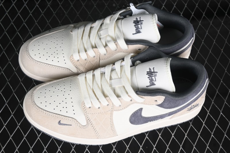 Nike Air Jordan 1 Low Stussy Collaboration Retro Basketball Shoes - DM9188-014