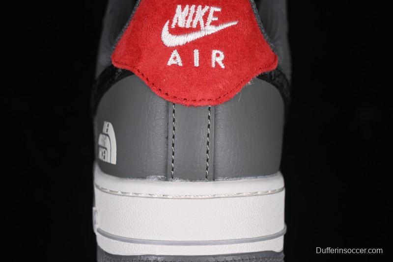 Nike Air Force 1 '07 Low The North Face Collaboration Beige Grey Black Snake Leather Custom Casual Sneakers - DM6688-052